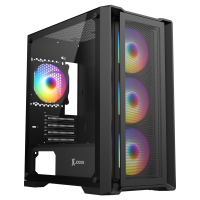 XJOGOS M211BK 4 RGB FAN MESH FULL TEMPERED GLASS BLACK ATX GAMING CASE